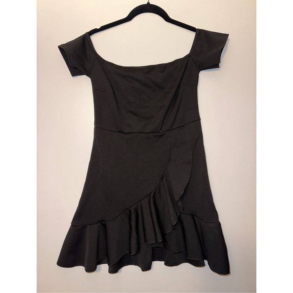 Nasty Gal Size 6 Show Me Off The Shoulder Black Cocktail Wrap Womens Dress NWT